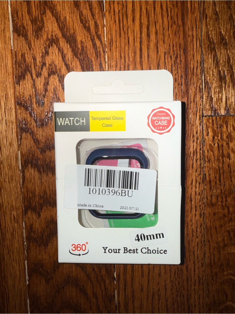 Amazon 40mm Tempered Glass Watch Case Pack with Blue and Pink Frames